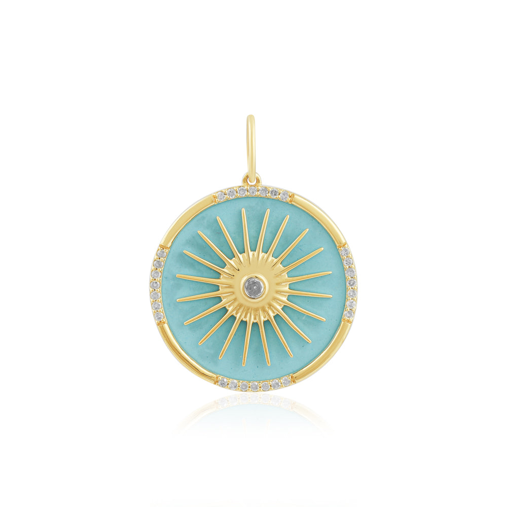 Rising Sun Turquoise & Diamond Pendant