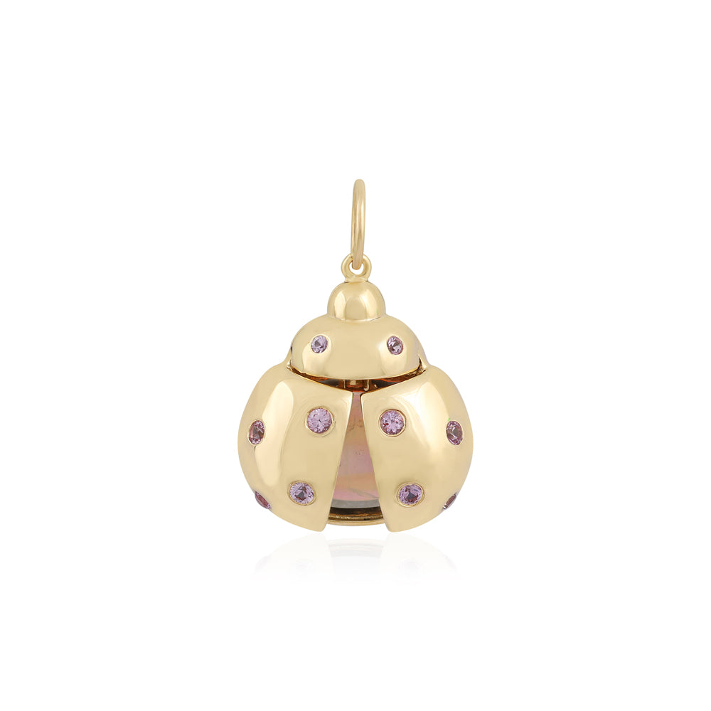 14k Pink Sapphire & Opal Beetle Pendant