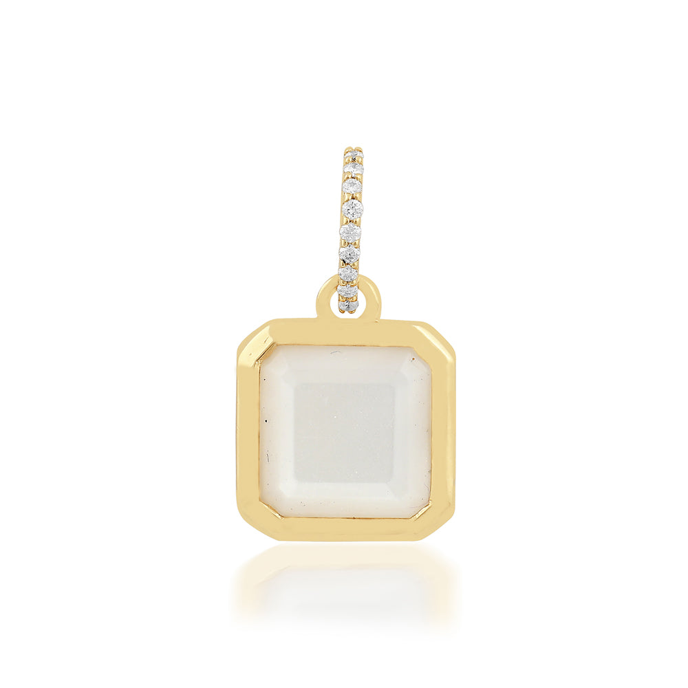 14K Gold Mother-of-Pearl Square Frame Pendant