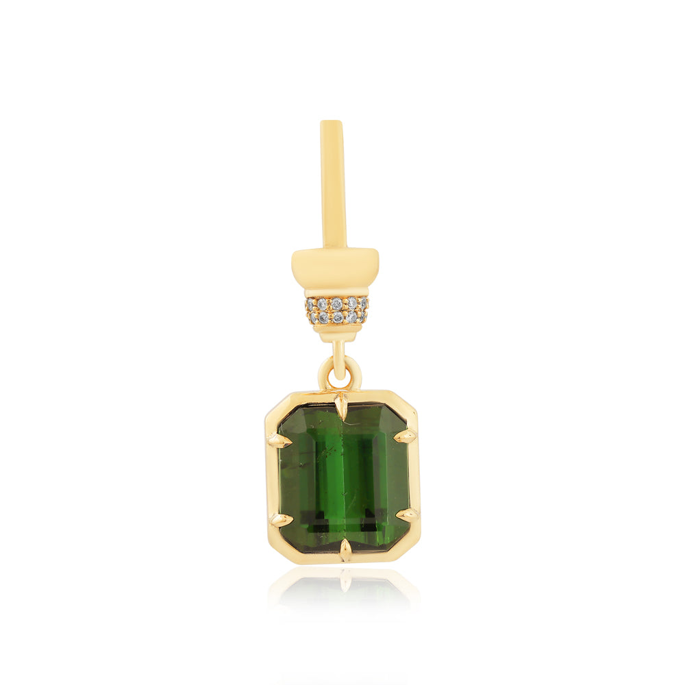 14K Gold Green Tourmaline Drop Pendant