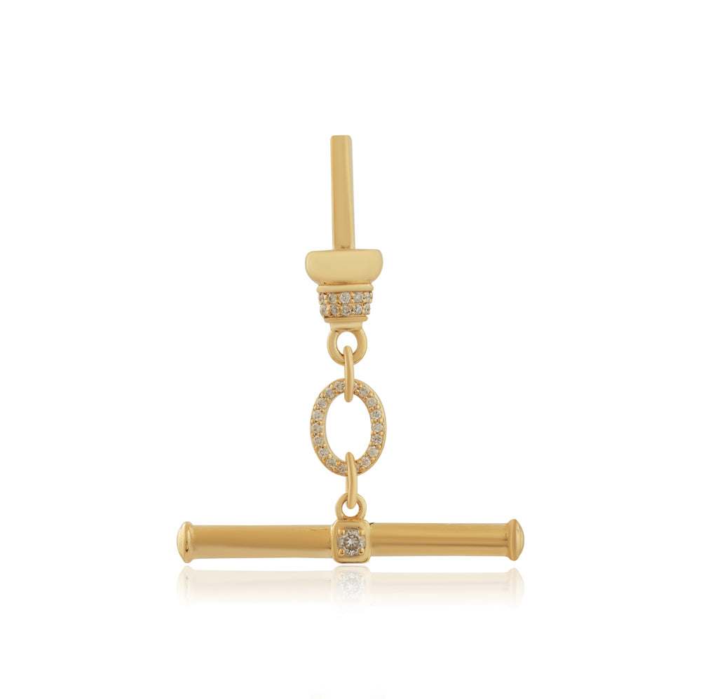14K Gold Diamond T-Bar Pendant