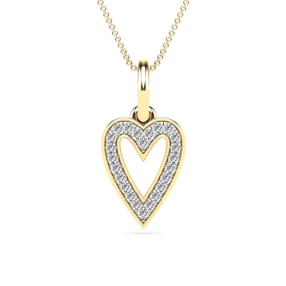 14K Gold Pavé Diamond Open Heart Pendant