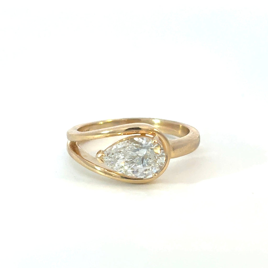 Nestled Pear Diamond Wrap Ring Yellow Gold