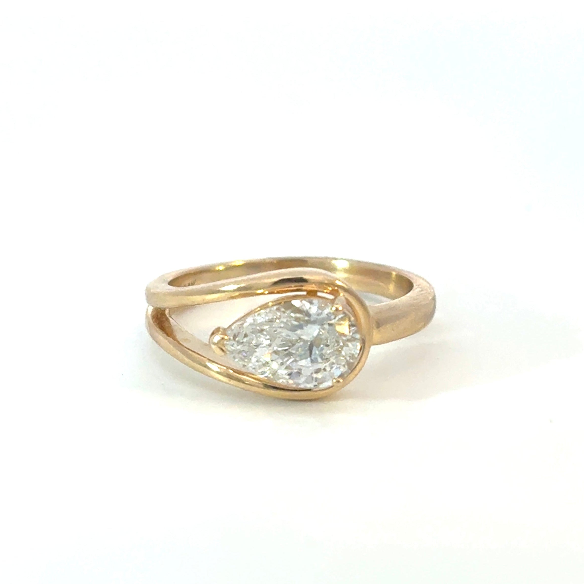 Nestled Pear Diamond Wrap Ring Yellow Gold