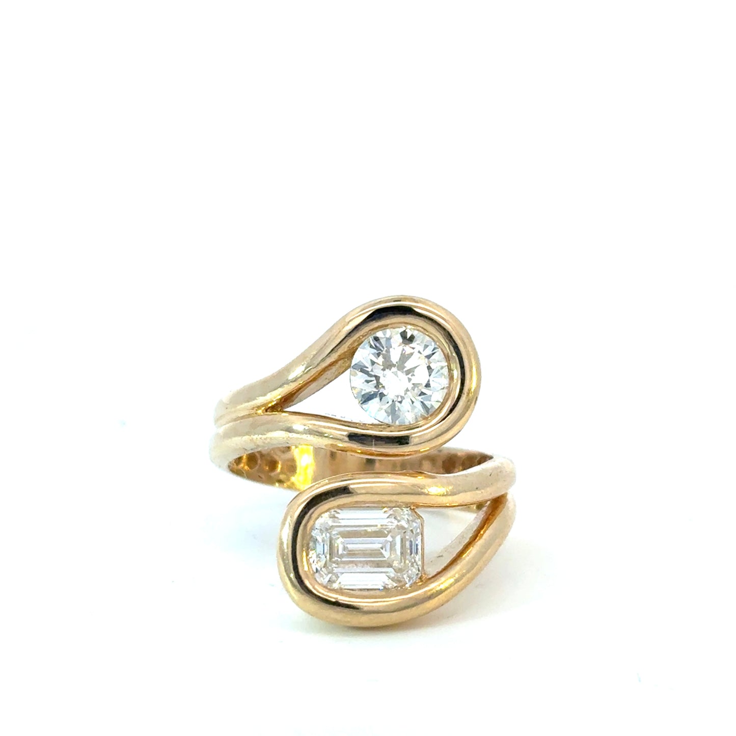 Emerald & Round Diamond Wrap Ring