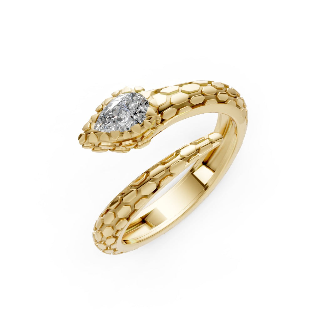 Pear Cut Diamond Snake Ring