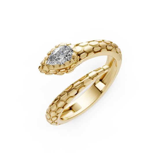 Pear Cut Diamond Snake Ring