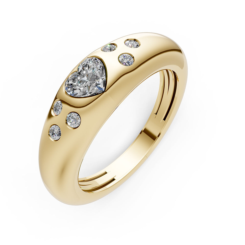 14K Gold Diamond Crossover Dome Ring