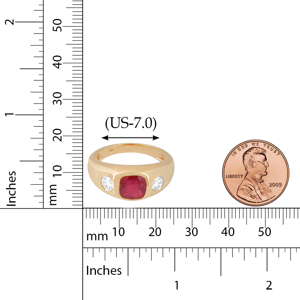 14K Ruby Ring, Size 7, 1 ruby, octagon, 2.34 CTW
