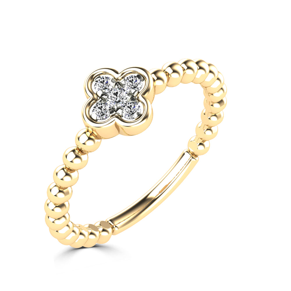 14K Gold Diamond Cluster Open-Loop Ring