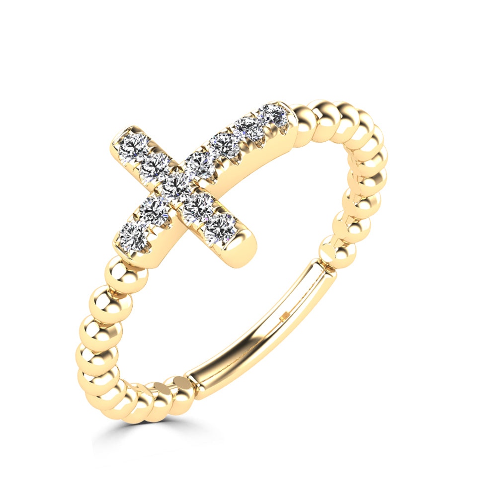 14K Gold Diamond Crossover Twist Ring