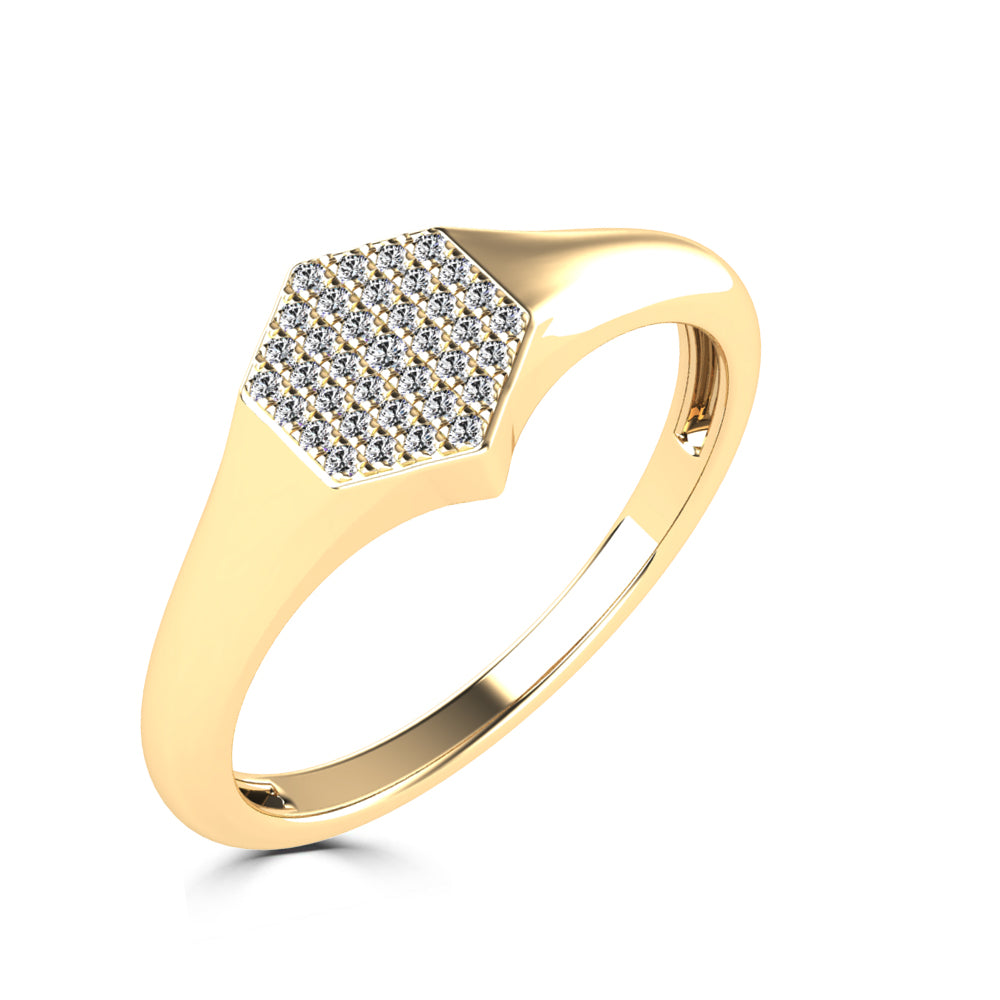 14K Gold Diamond Geometric Pavé Ring
