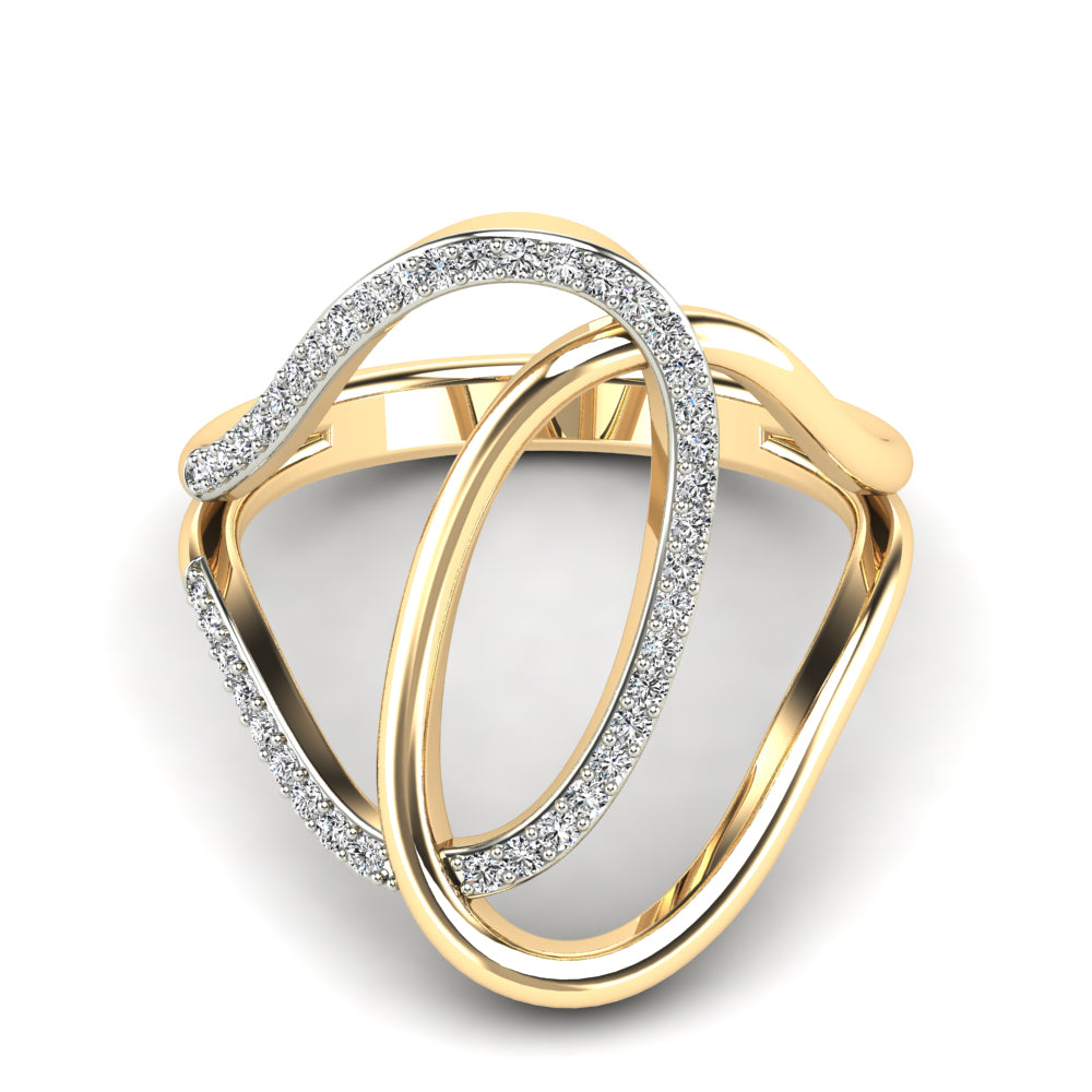 14K Gold Interlocking Diamond Crossover Ring