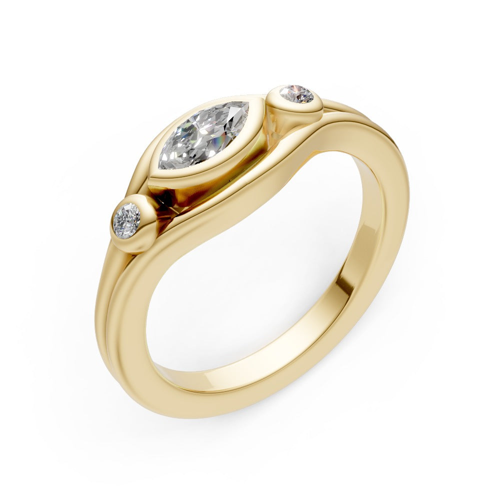 14K Gold Diamond Accent Bypass Ring