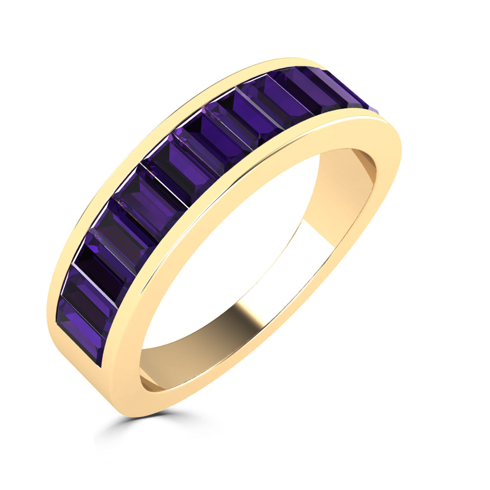 14K Gold Amethyst Channel-Set Band Ring