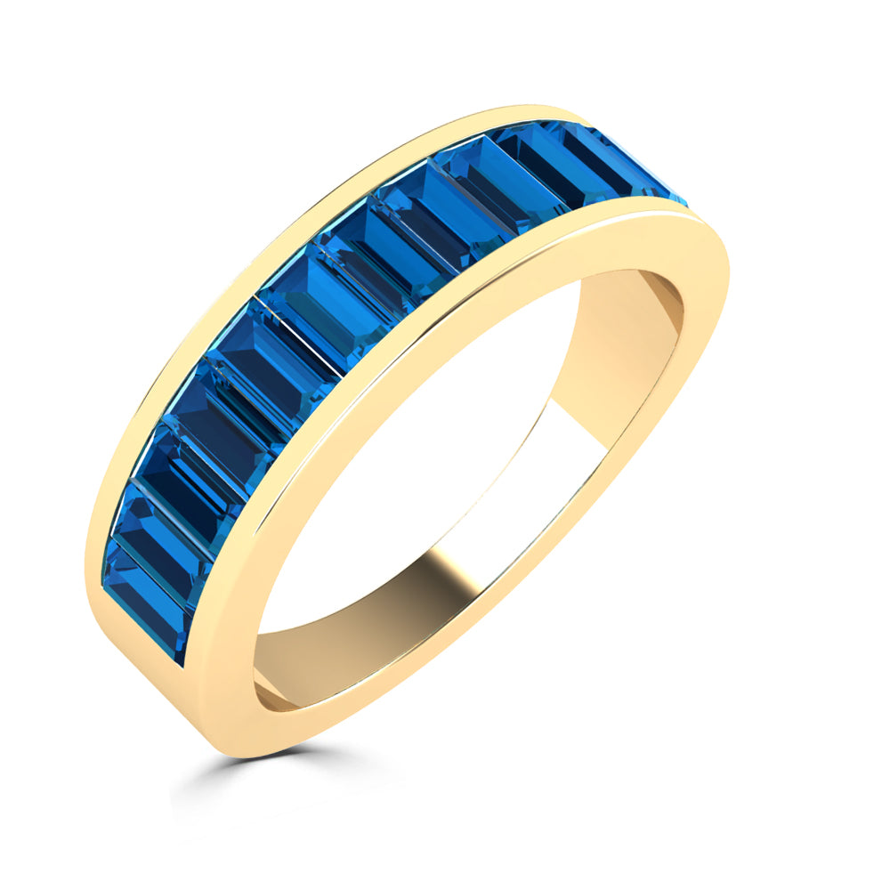 14K Gold London Blue Topaz Channel-Set Band Ring