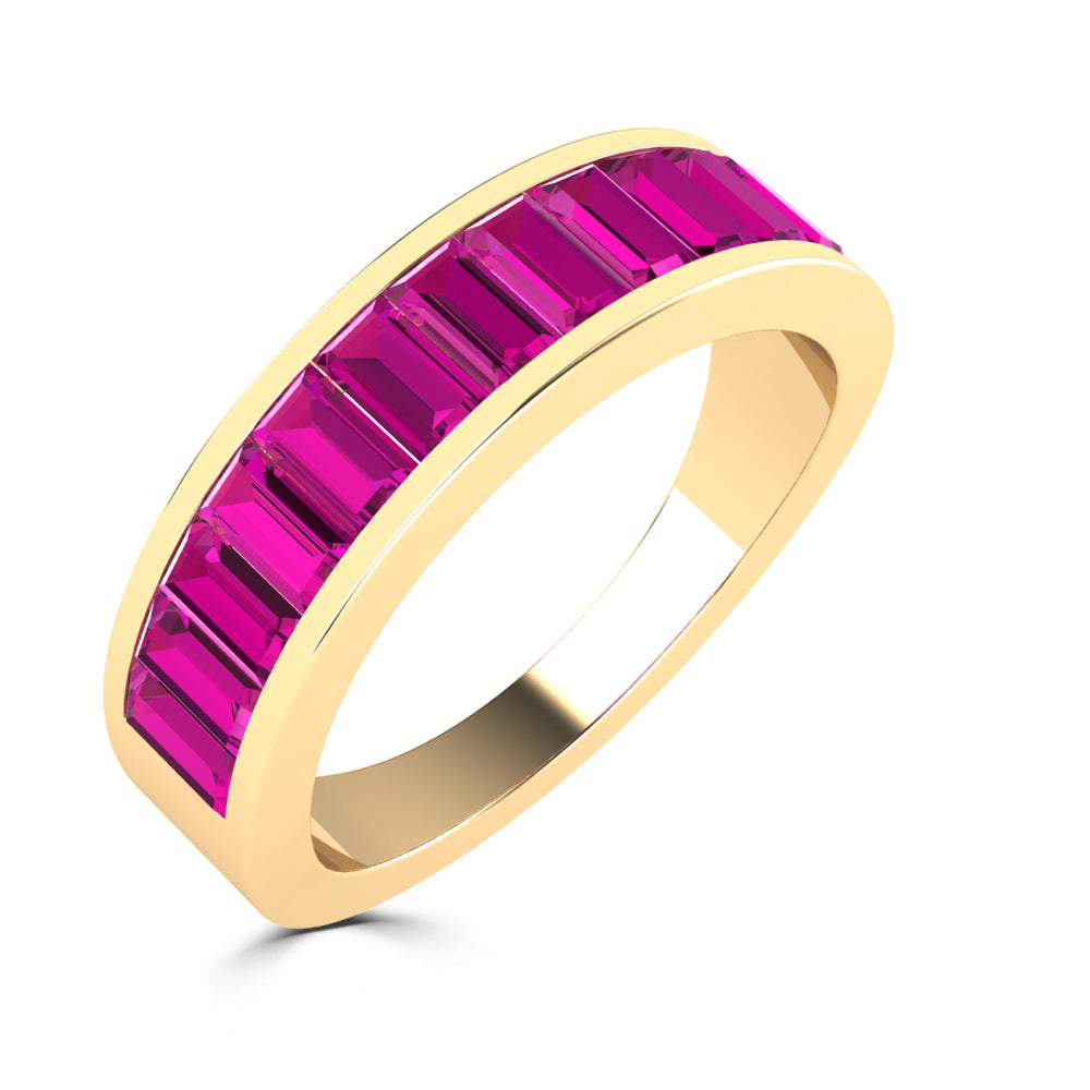 14K Gold Pink Tourmaline Channel-Set Band Ring
