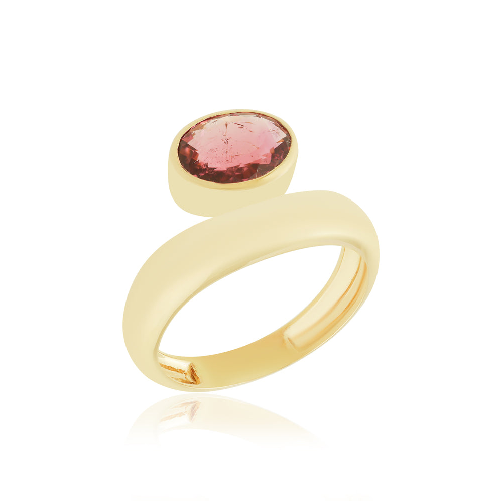 14K Gold Pink Tourmaline Solitaire Ring
