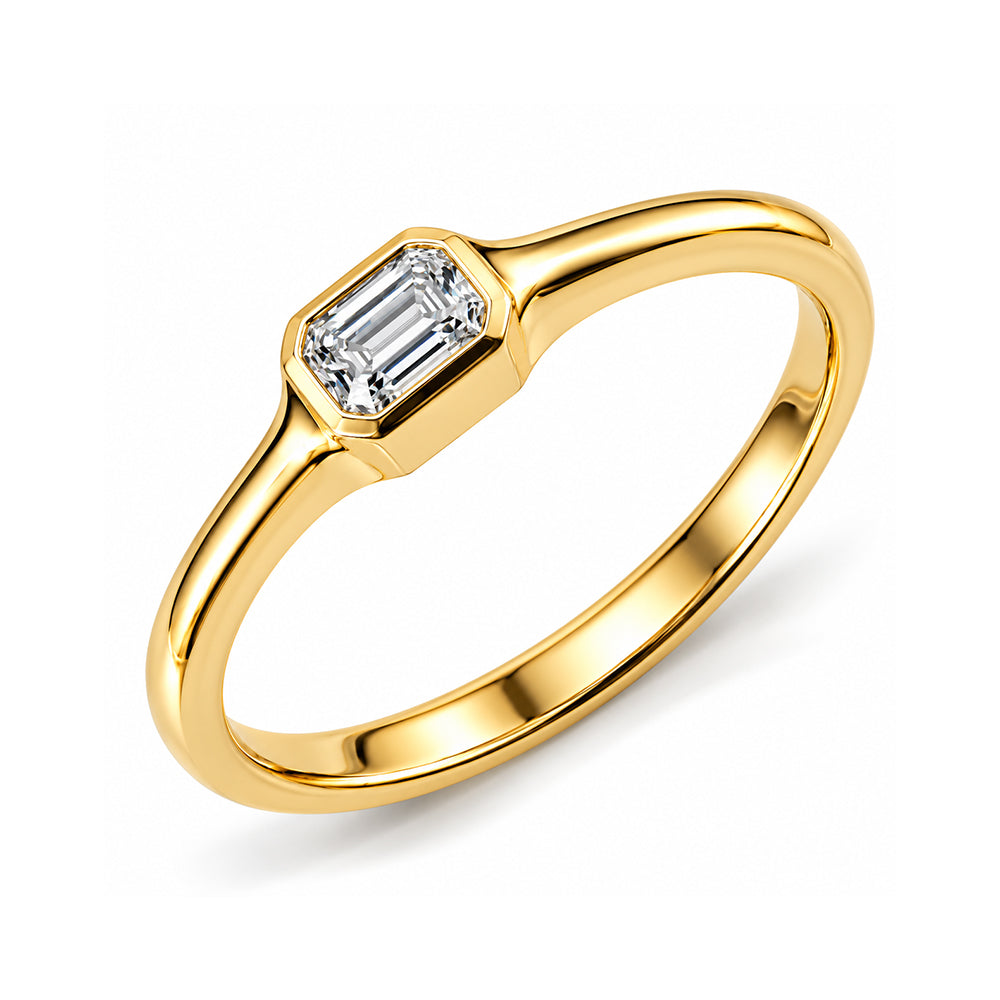 14K Gold Petite Princess-Cut Diamond Ring