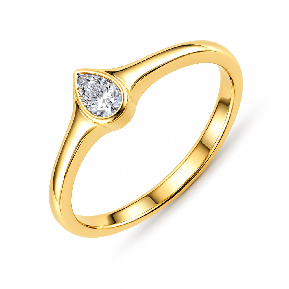 14K Gold Petite Triangle Diamond Ring