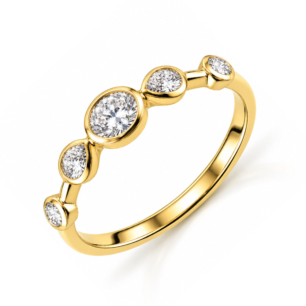 14K Gold Five-Stone Diamond Band Ring