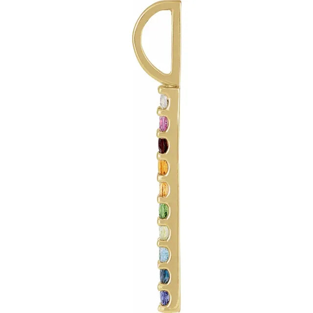 Multi-Gemstone Rainbow Bar Charm