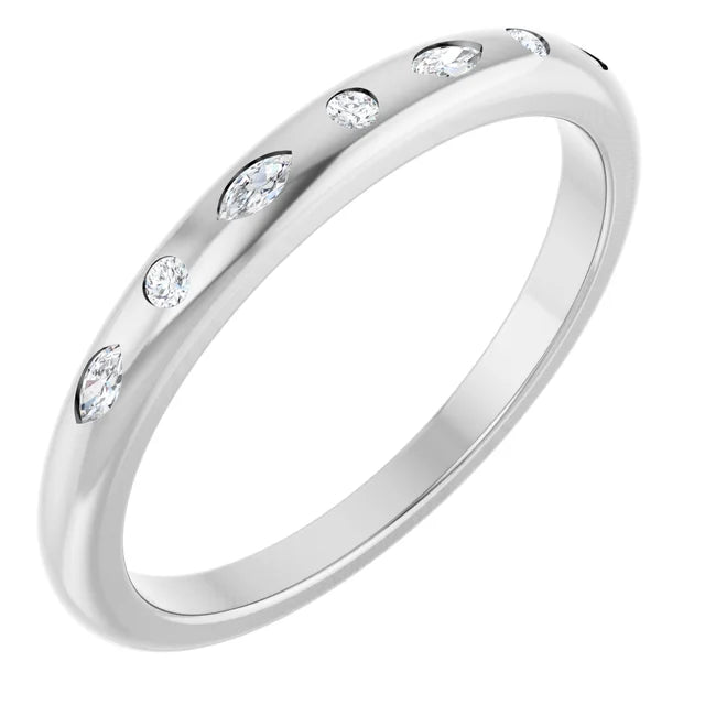 Marquise Flush Set Anniversary Band