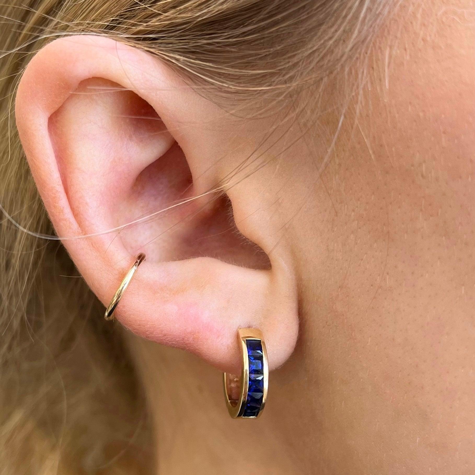 Sapphire Huggie - Nashelle