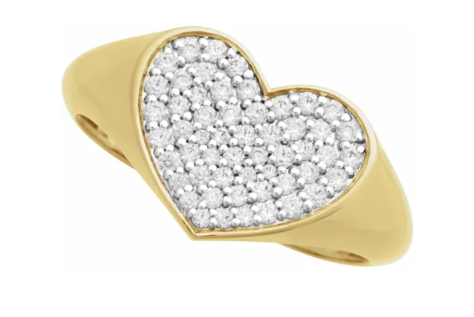 Diamond Heart Signet Ring