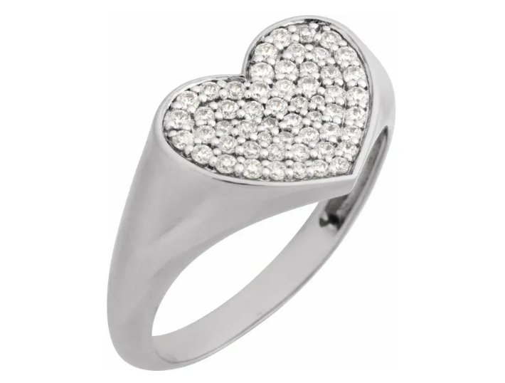 Diamond Heart Signet Ring