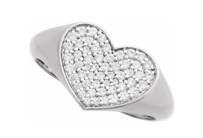 Diamond Heart Signet Ring