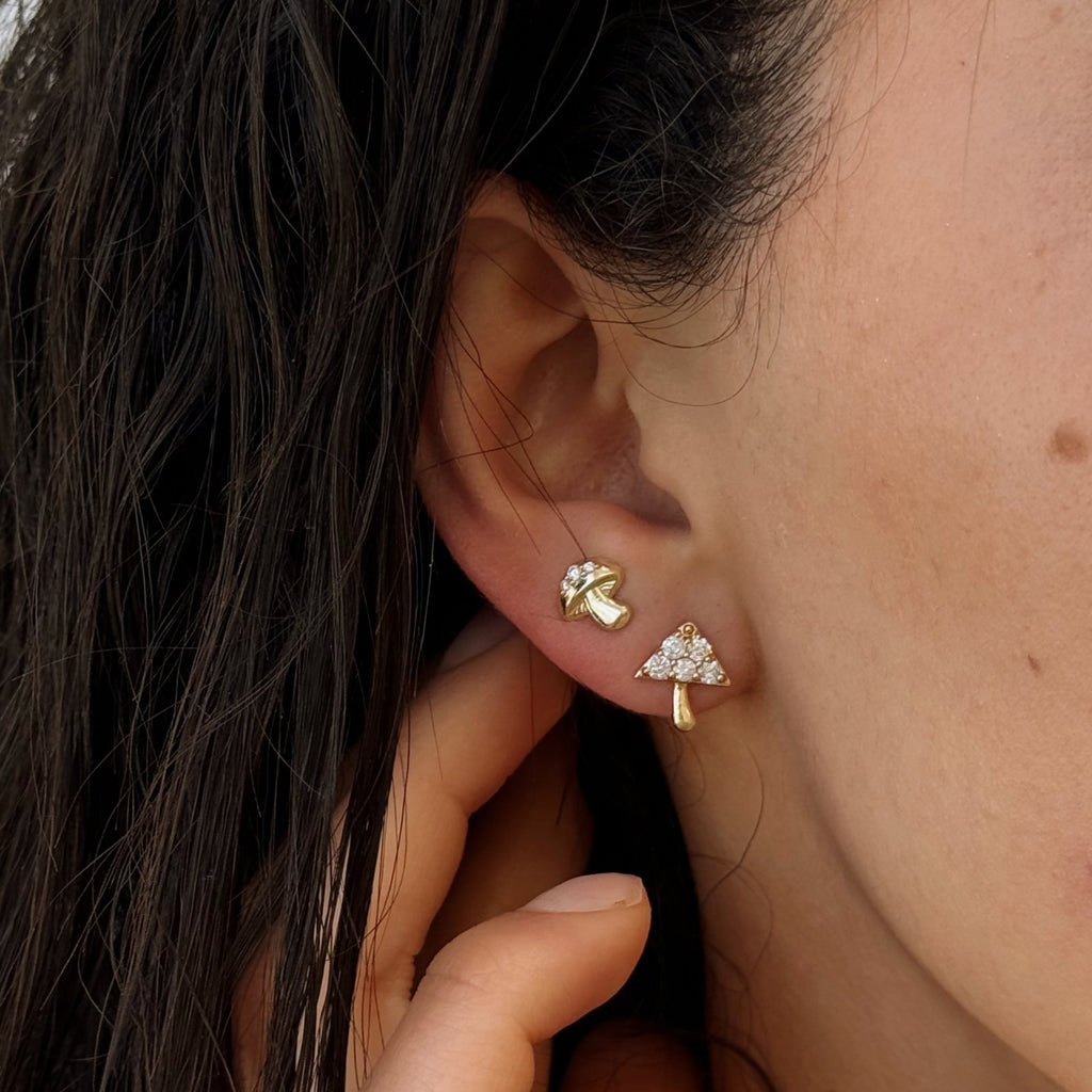 14K Diamond Mushroom Earrings