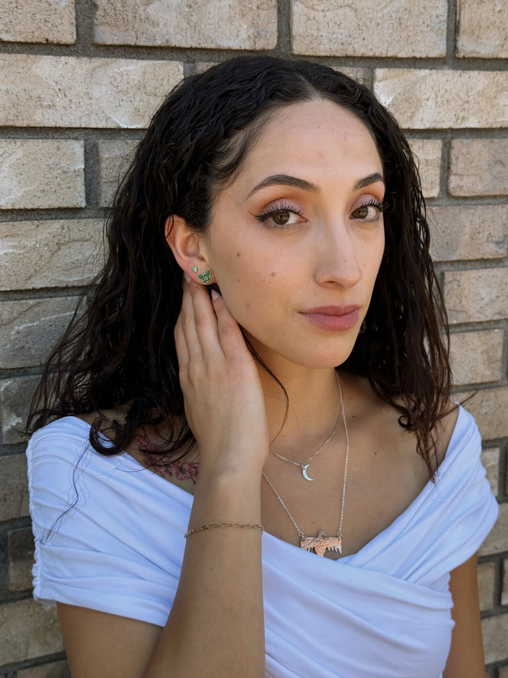 Emerald Butterfly Studs