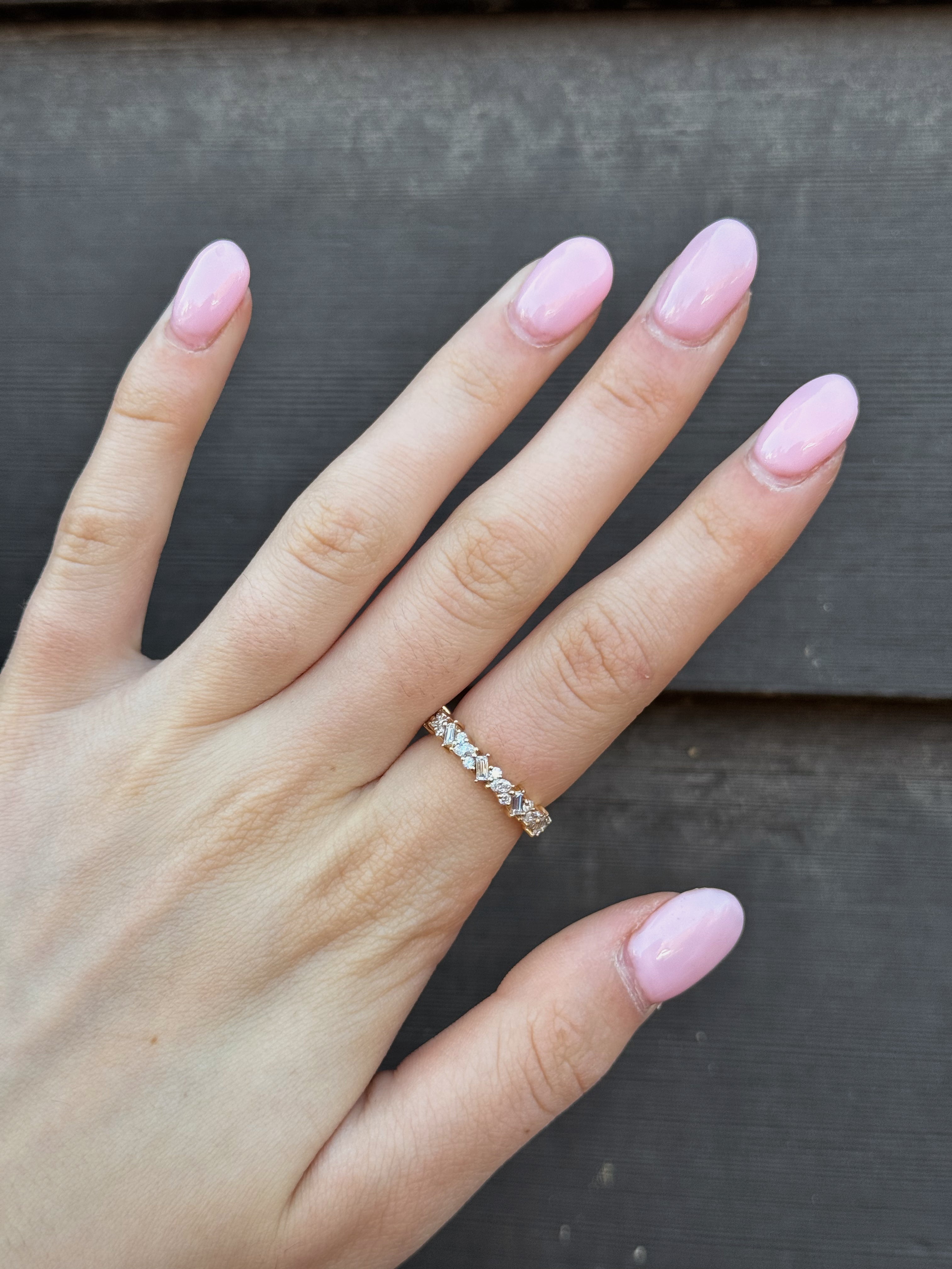 Diamond Cluster Half Eternity Ring