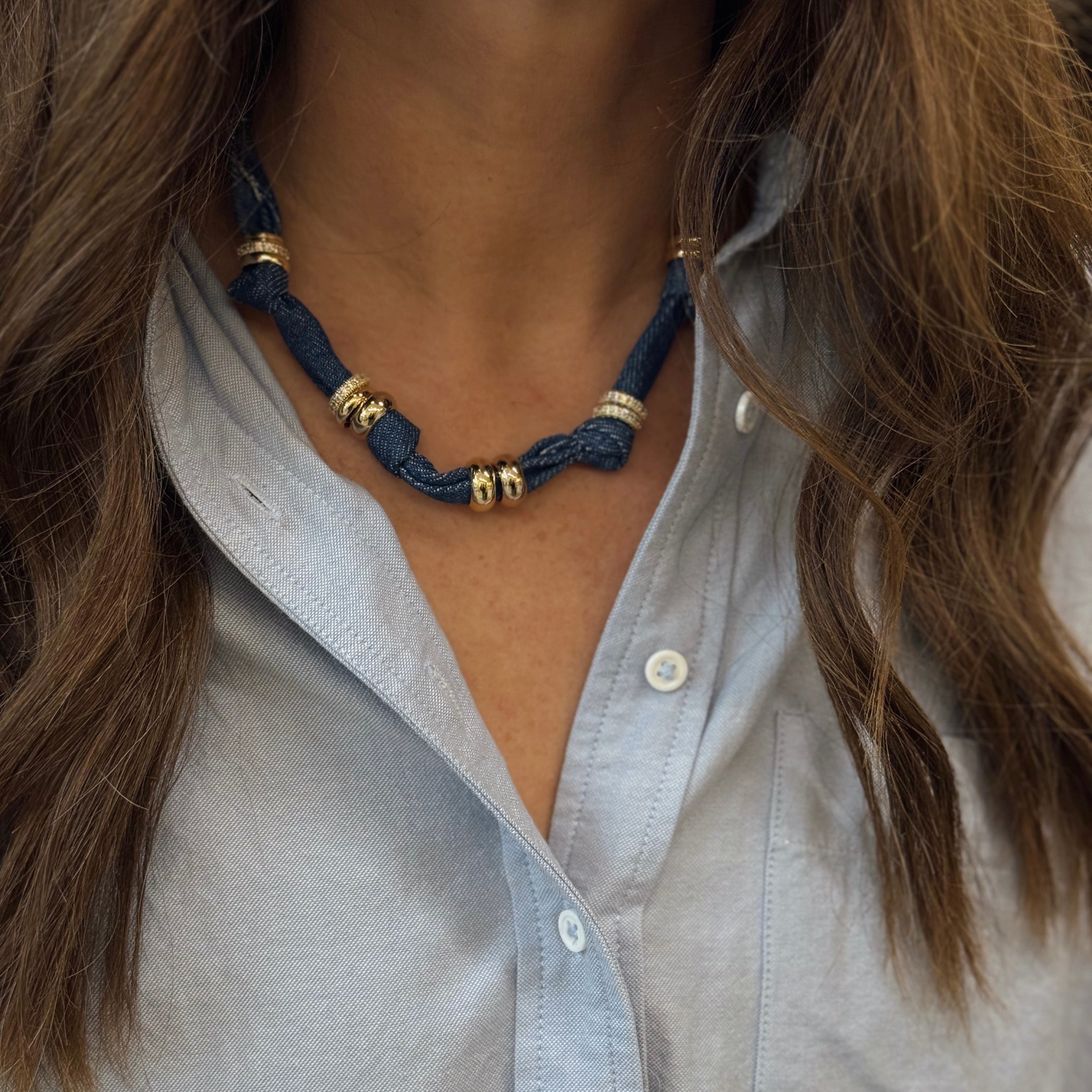 Denim Tube Necklace