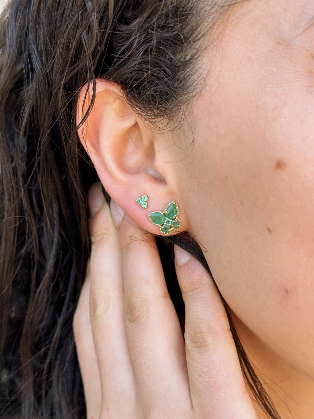 Emerald Butterfly Studs
