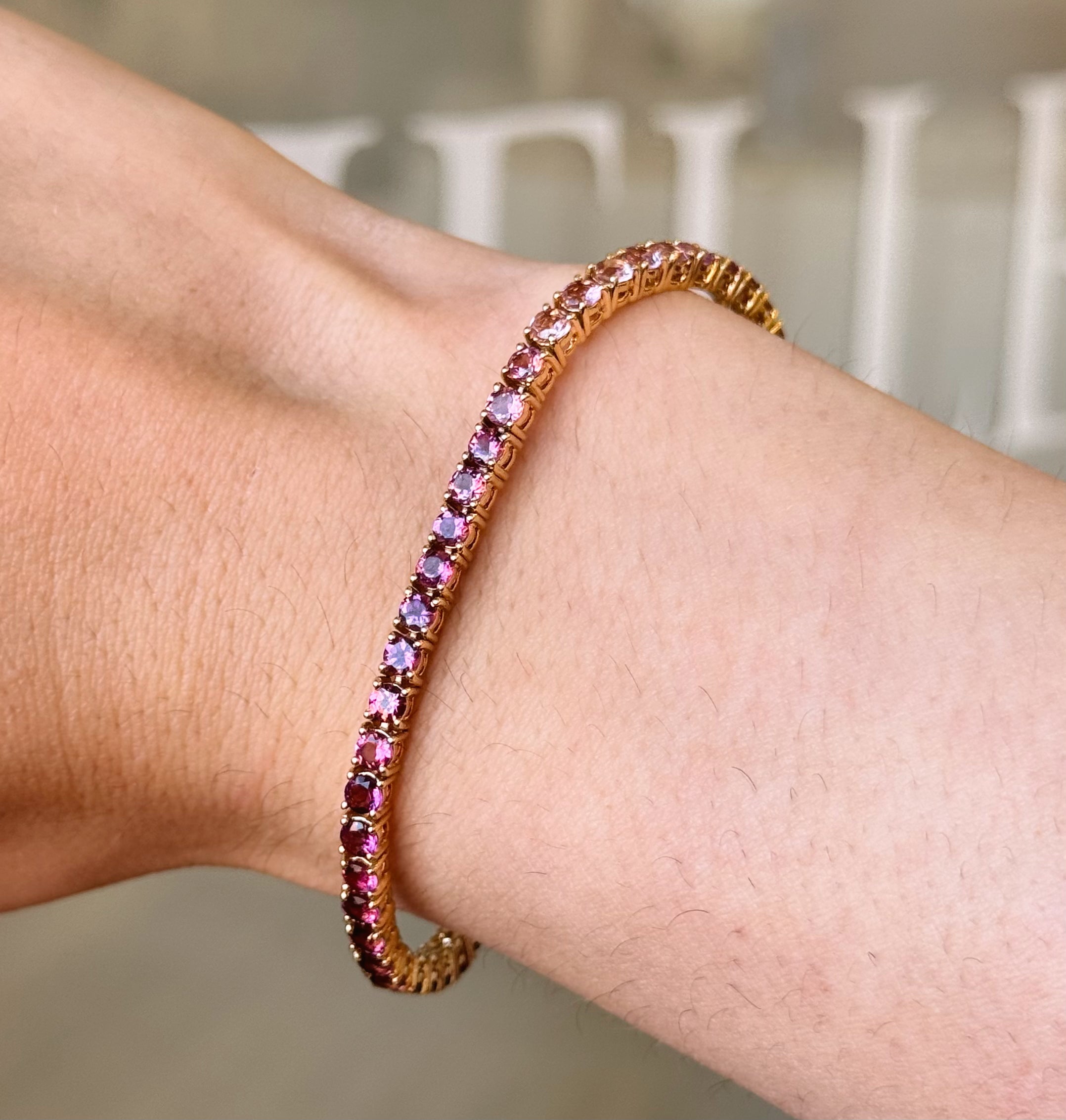 Pink Tourmaline Ombre Tennis Bracelet