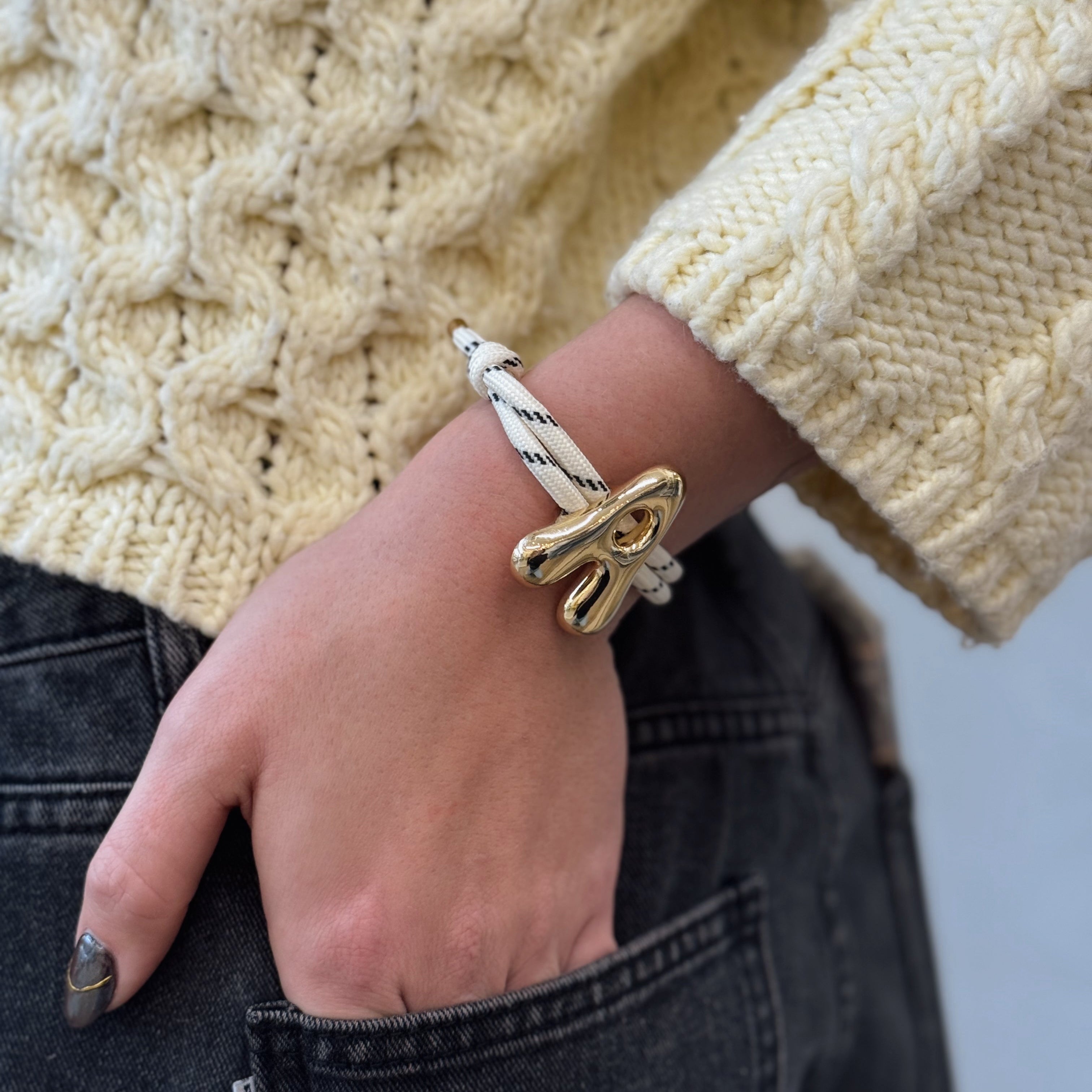 Large Letter Cord Bracelet