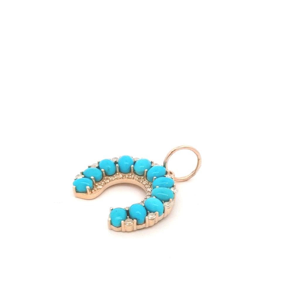 Turquoise and Diamond Horseshoe Charm