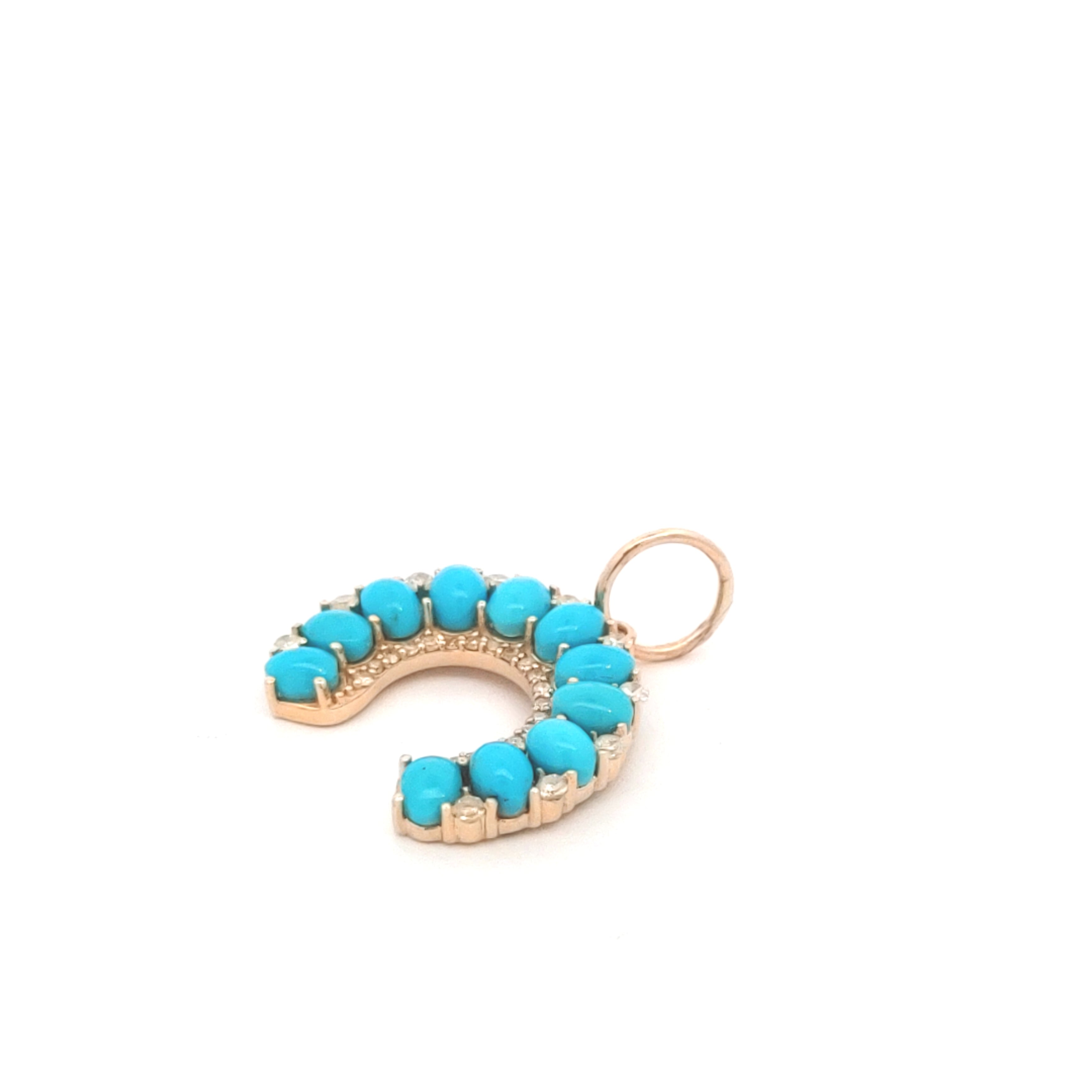 Turquoise and Diamond Horseshoe Charm