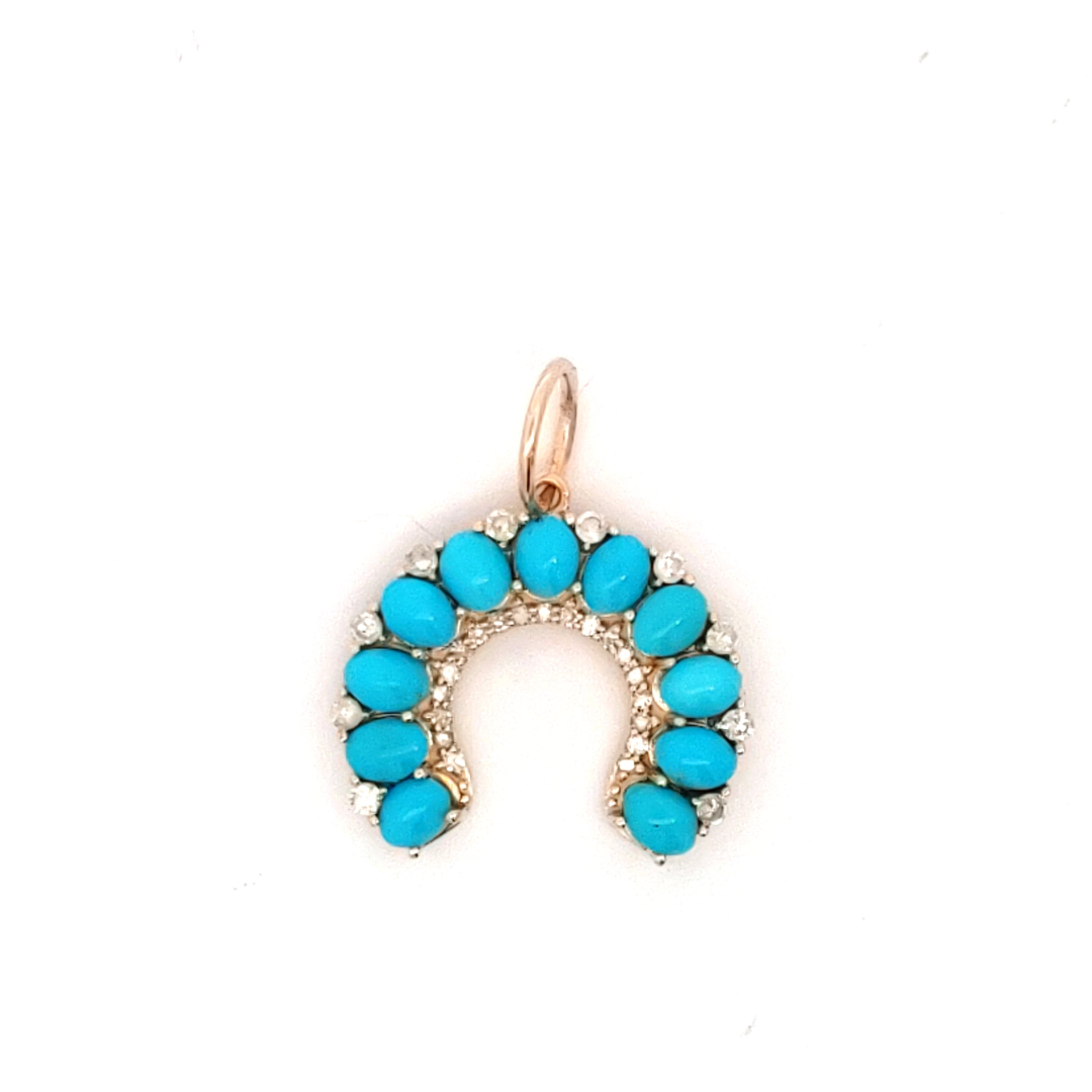 Turquoise and Diamond Horseshoe Charm