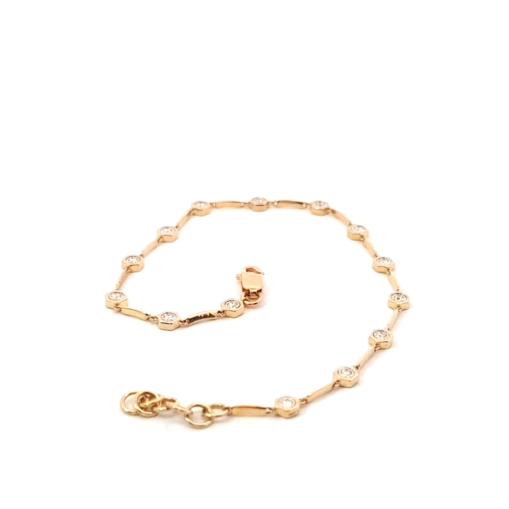 Hexagon Bezel Diamond Link Bracelet