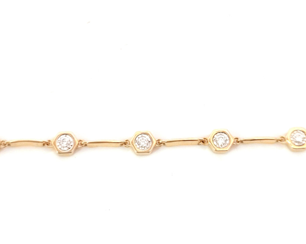 Hexagon Bezel Diamond Link Bracelet