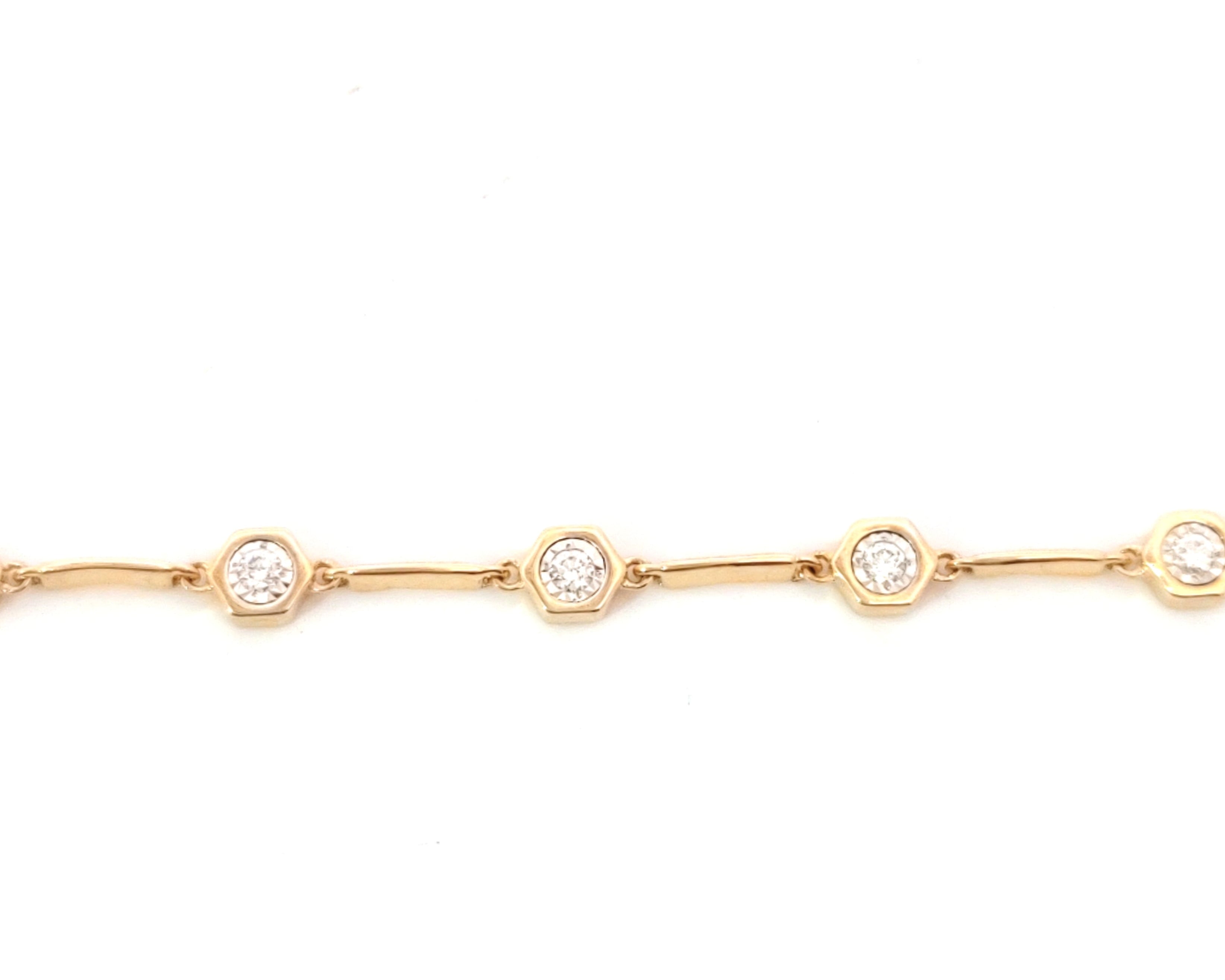 Hexagon Bezel Diamond Link Bracelet