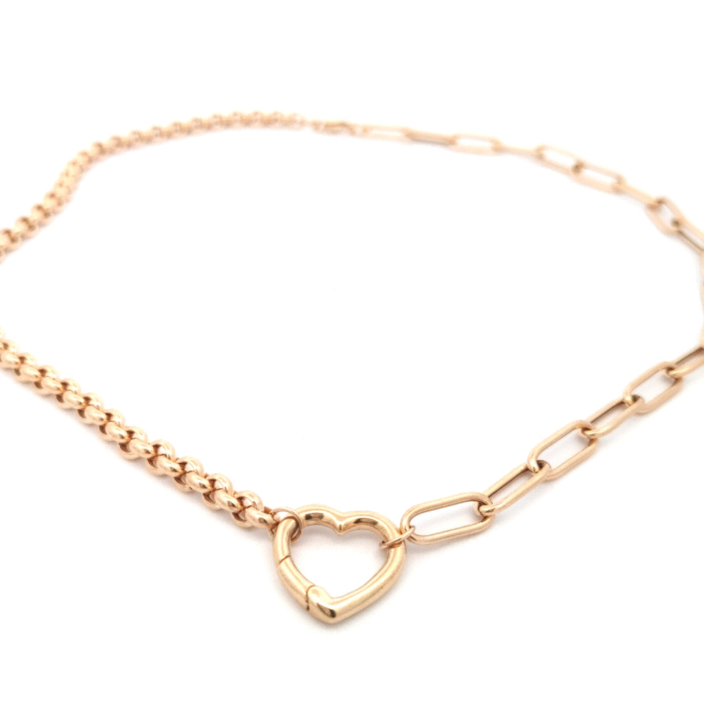 Flat Draw and Rolo Chain with Heart Carabiner