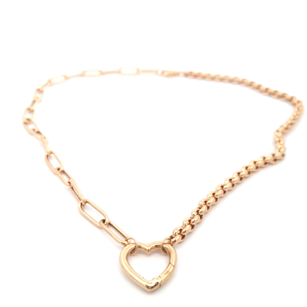 Flat Draw and Rolo Chain with Heart Carabiner