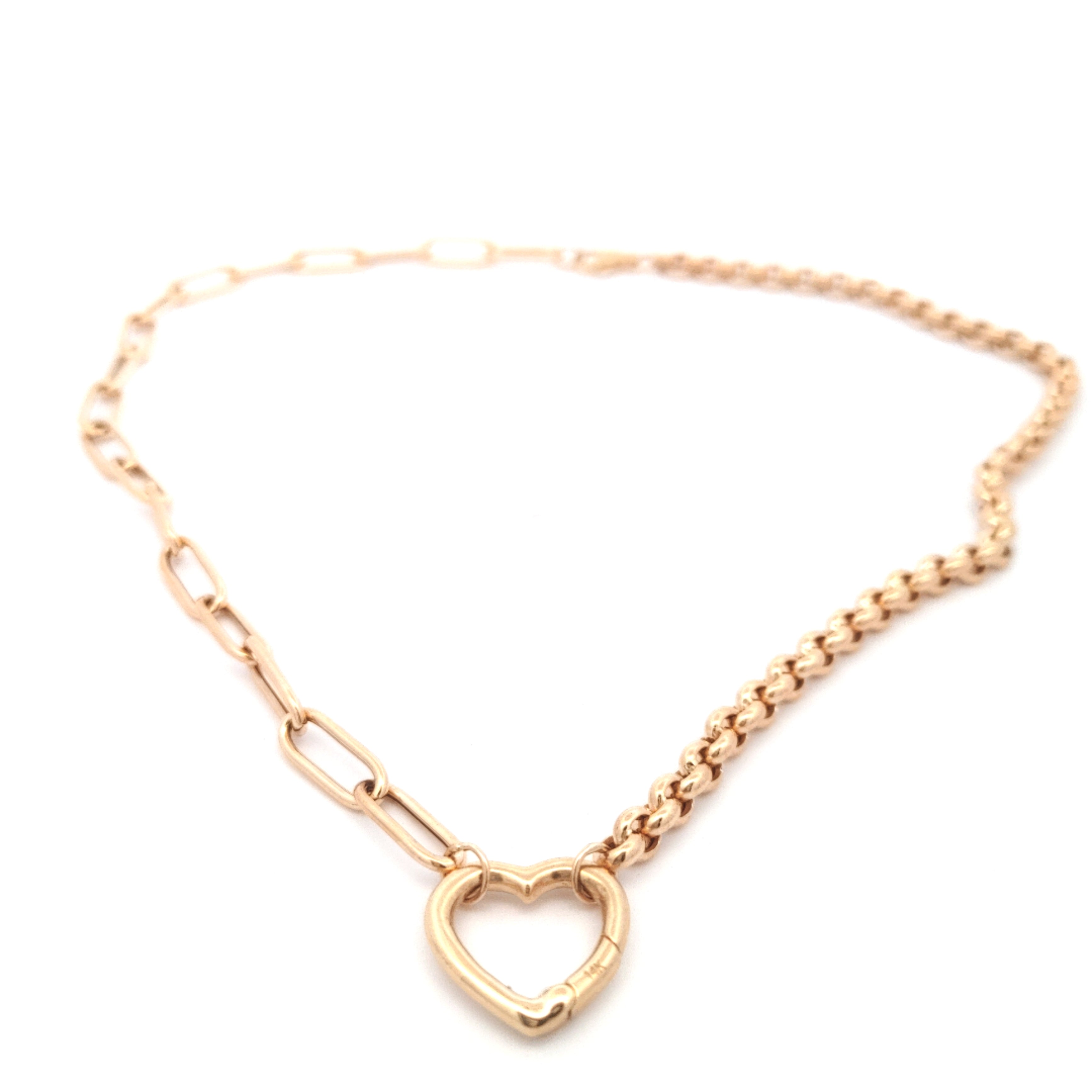 Flat Draw and Rolo Chain with Heart Carabiner