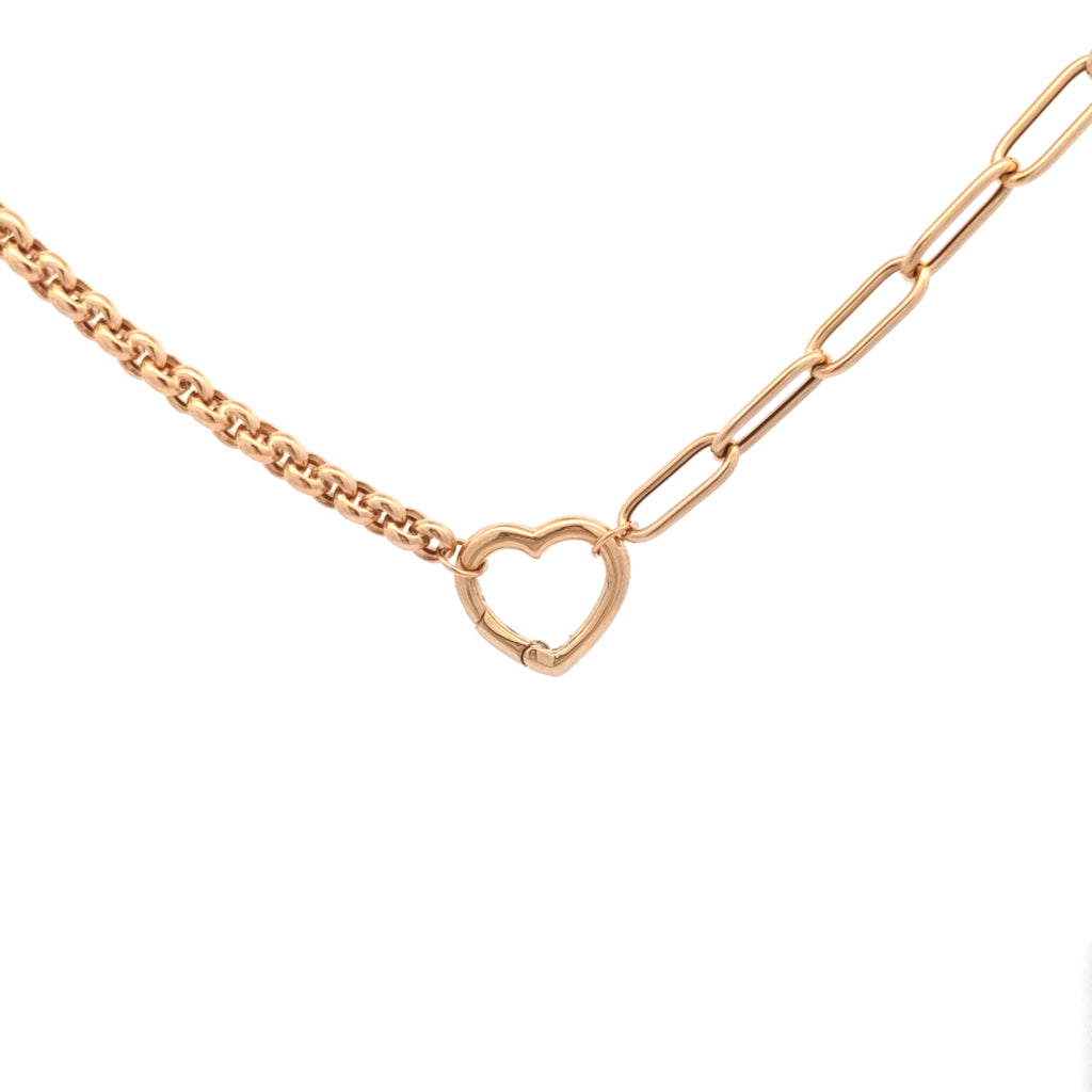 Flat Draw and Rolo Chain with Heart Carabiner