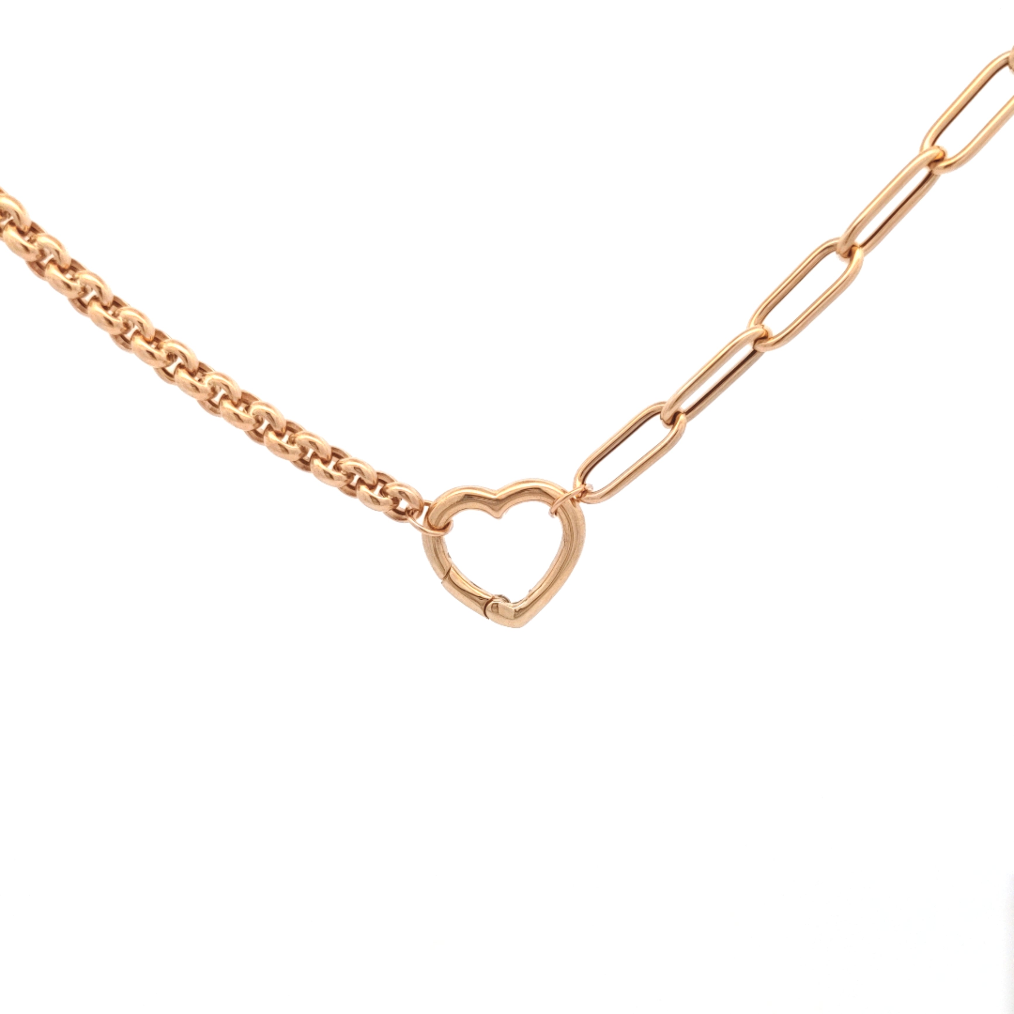 Flat Draw and Rolo Chain with Heart Carabiner