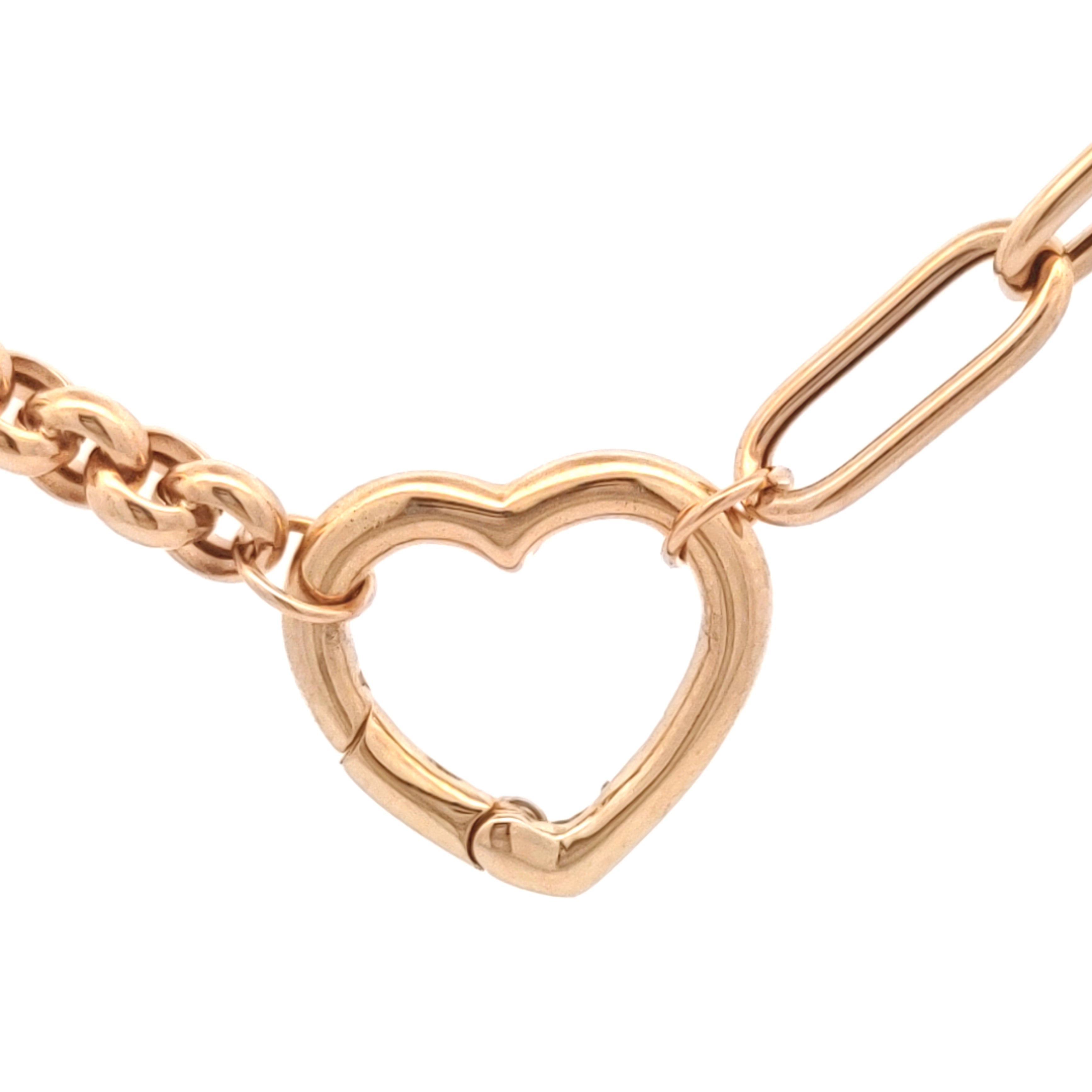 Flat Draw and Rolo Chain with Heart Carabiner